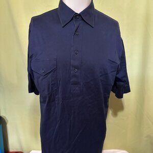 Vintage Izod Lacoste Men's Dark Blue 4 Button Polo Shirt Large Cotton